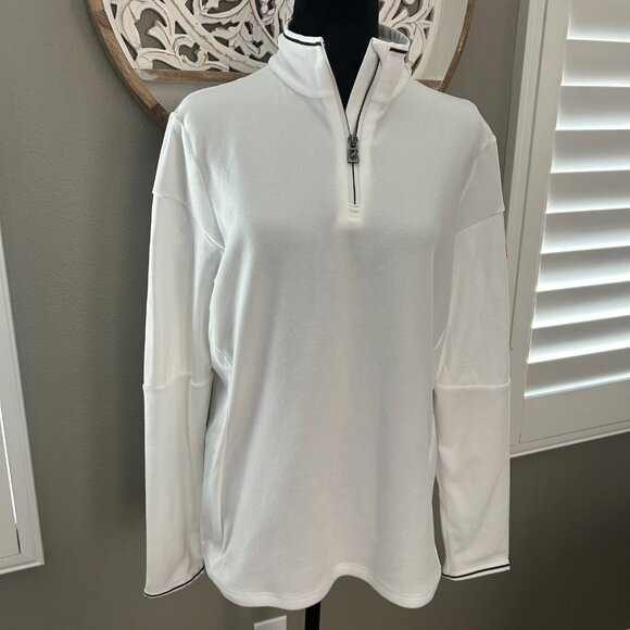 Bogner Pullover Shirt Womens 1/4 Zip White Fleece Baselayer Skiing SZXL Snow - Picture 1 of 9